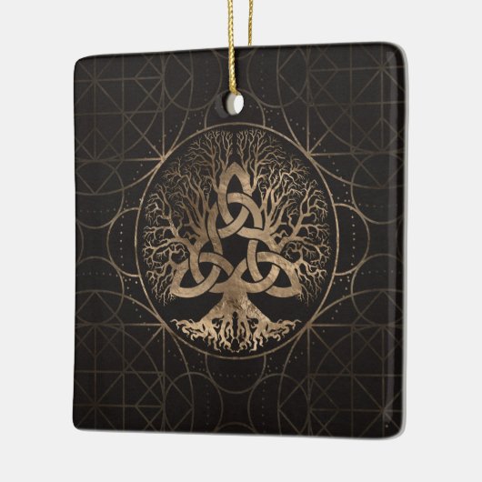 Levensboom - Yggdrasil met Triquetra Keramisch Ornament (Links)