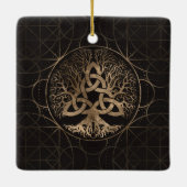 Levensboom - Yggdrasil met Triquetra Keramisch Ornament (Achterkant)