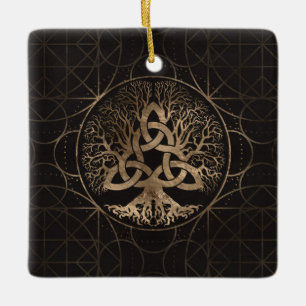 Levensboom - Yggdrasil met Triquetra Keramisch Ornament