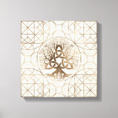 Levensboom - Yggdrasil met Triquetra Pastel Gold Canvas Afdruk (Voorkant)