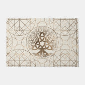 Levensboom - Yggdrasil met Triquetra Pastel Gold Deurmat (Voorkant)