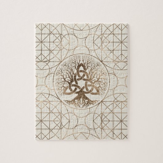 Levensboom - Yggdrasil met Triquetra Pastel Gold Legpuzzel (Verticaal)