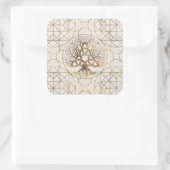Levensboom - Yggdrasil met Triquetra Pastel Gold Vierkante Sticker (Tas)