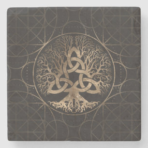 Levensboom - Yggdrasil met Triquetra Stenen Onderzetter