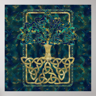 Levensboom - Yggdrasil met Triquetra-symbolen Poster