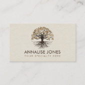 Levensboom -Yggdrasil op canvas gouden bladeren Visitekaartje (Voorkant)