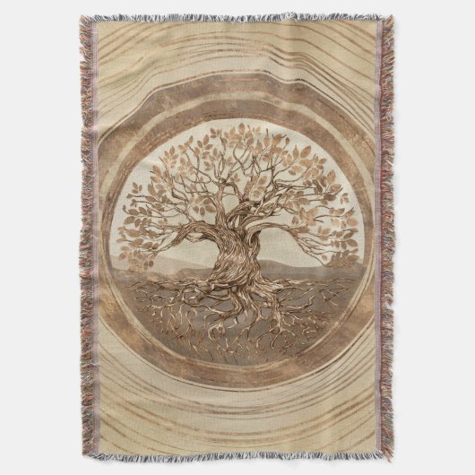 Levensboom - Yggdrasil Pastel Gold Deken (Voorkant Verticaal)