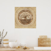 Levensboom - Yggdrasil Pastel Gold Poster (Keuken)