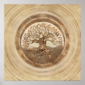 Levensboom - Yggdrasil Pastel Gold Poster (Voorkant)