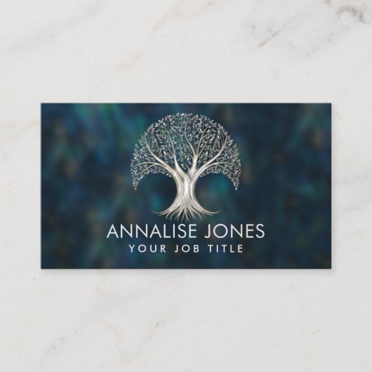 Levensboom - Yggdrasil Pearl op Abalone Shell Visitekaartje (Voorkant)
