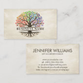 Levensboom - Yggdrasil - Regenboogbladeren Visitekaartje (Voorkant / Achterkant)