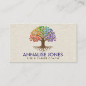 Levensboom - Yggdrasil - Regenboogbladeren Visitekaartje (Voorkant)
