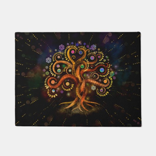 Levensboom - Yggdrasil - Regenboogwervelkolom Deurmat (Voorkant)
