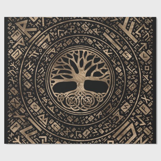 Levensboom - Yggdrasil Runic Pattern Cadeaupapier (Vlak)