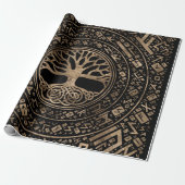Levensboom - Yggdrasil Runic Pattern Cadeaupapier (Uitgerold)