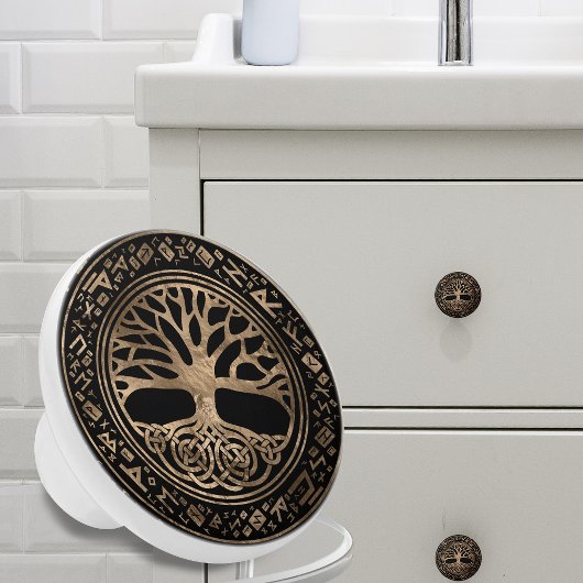 Levensboom - Yggdrasil Runic Pattern Keramische Knop
