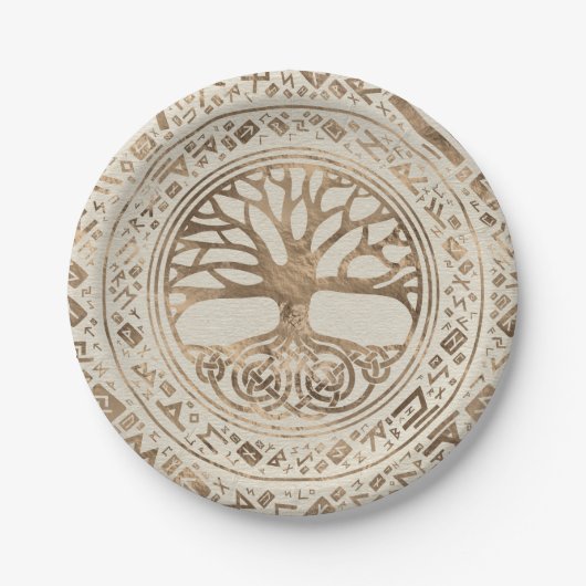 Levensboom - Yggdrasil Runic Pattern Papieren Bordje (Voorkant)