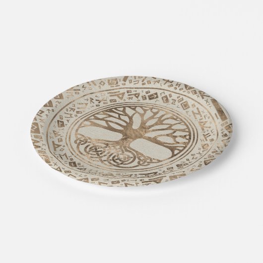 Levensboom - Yggdrasil Runic Pattern Papieren Bordje (Gekanteld)