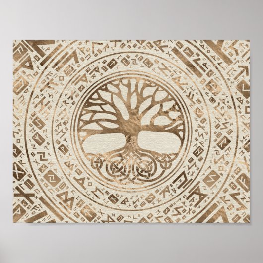 Levensboom - Yggdrasil Runic Pattern Poster (Voorkant)