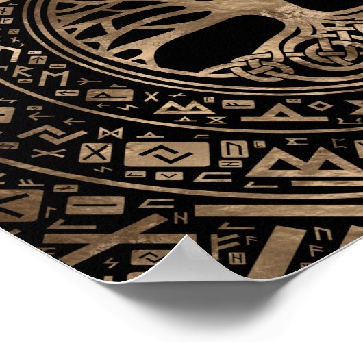 Levensboom - Yggdrasil Runic Pattern Poster (Hoek)