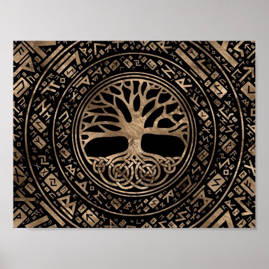 Levensboom - Yggdrasil Runic Pattern Poster (Voorkant)