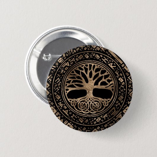 Levensboom - Yggdrasil Runic Pattern Ronde Button 5,7 Cm (Voorkant /achterkant)