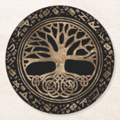 Levensboom - Yggdrasil Runic Pattern Ronde Kartonnen Onderzetter (Voorkant)