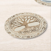 Levensboom - Yggdrasil Runic Pattern Ronde Kartonnen Onderzetter (Gebogen)