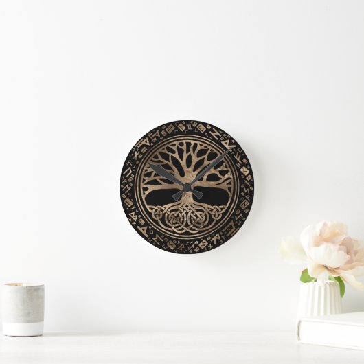 Levensboom - Yggdrasil Runic Pattern Ronde Klok (Huis)