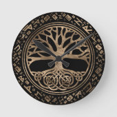 Levensboom - Yggdrasil Runic Pattern Ronde Klok (Voorkant)