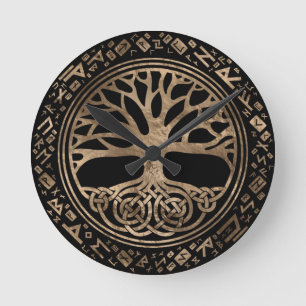 Levensboom - Yggdrasil Runic Pattern Ronde Klok