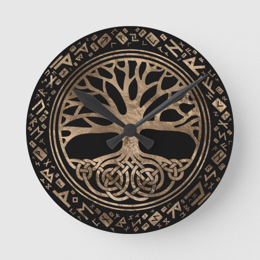Levensboom - Yggdrasil Runic Pattern Ronde Klok (Voorkant)