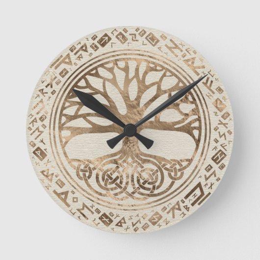 Levensboom - Yggdrasil Runic Pattern Ronde Klok (Voorkant)