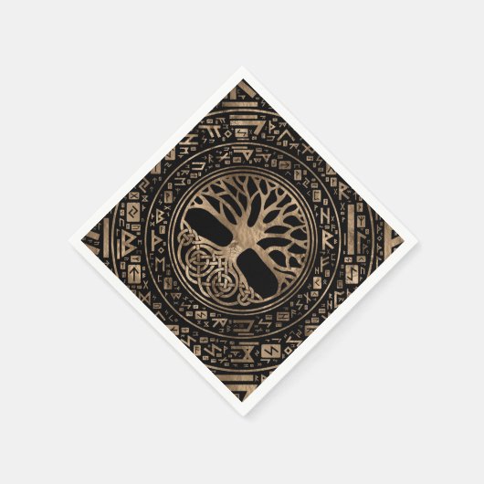 Levensboom - Yggdrasil Runic Pattern Servet (Hoek)