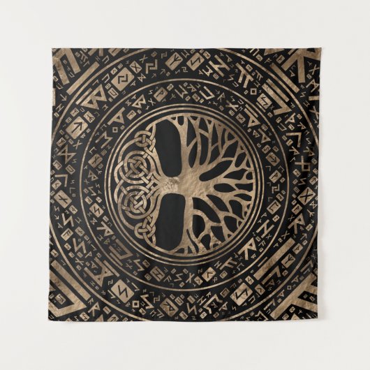 Levensboom - Yggdrasil Runic Pattern Wandkleed (Voorkant (horizontaal))