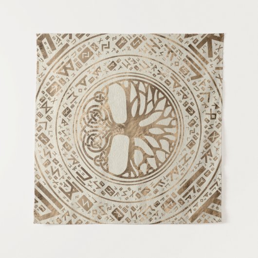 Levensboom - Yggdrasil Runic Pattern Wandkleed (Voorkant (horizontaal))
