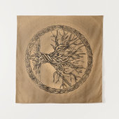 Levensboom - Yggdrasil - Sepia Canvas Wandkleed (Voorkant (horizontaal))