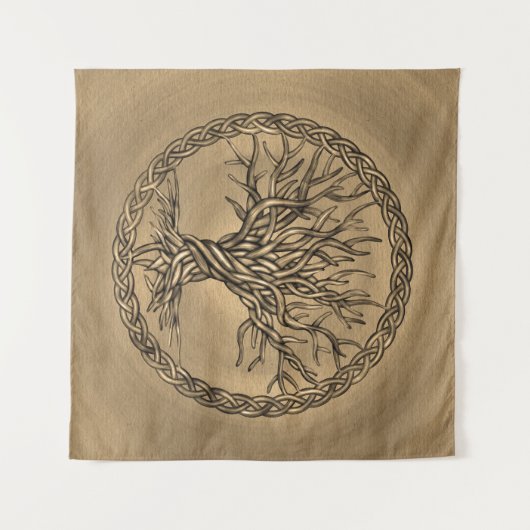 Levensboom - Yggdrasil - Sepia Canvas Wandkleed (Voorkant (horizontaal))