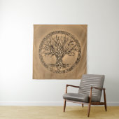 Levensboom - Yggdrasil - Sepia Canvas Wandkleed (In situ)