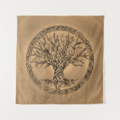 Levensboom - Yggdrasil - Sepia Canvas Wandkleed (Voorkant)