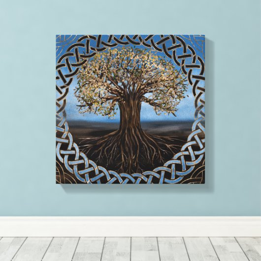Levensboom - Yggdrasil-tekening Canvas Afdruk (Insitu (Houten vloer))