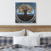 Levensboom - Yggdrasil-tekening Canvas Afdruk (Insitu (Slaapkamer))