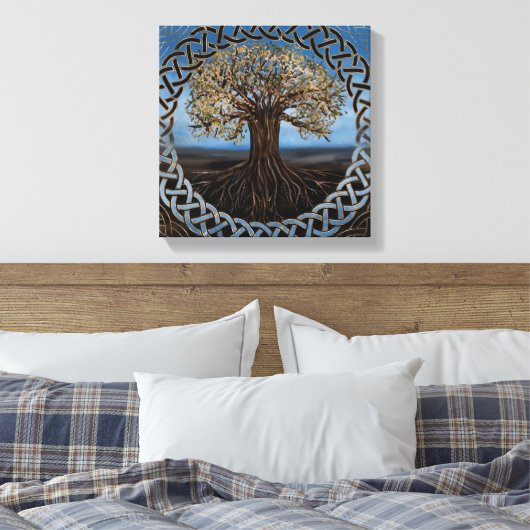 Levensboom - Yggdrasil-tekening Canvas Afdruk (Insitu (Slaapkamer))