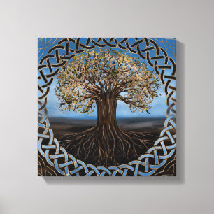 Levensboom - Yggdrasil-tekening Canvas Afdruk