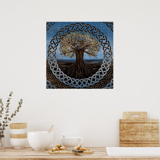 Levensboom - Yggdrasil-tekening Poster (Keuken)