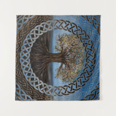 Levensboom - Yggdrasil-tekening Wandkleed (Voorkant (horizontaal))