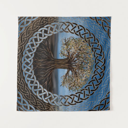 Levensboom - Yggdrasil-tekening Wandkleed (Voorkant (horizontaal))