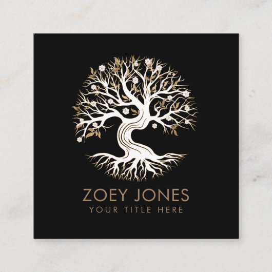 Levensboom - Yggdrasil Vierkante Visitekaartje (Voorkant)