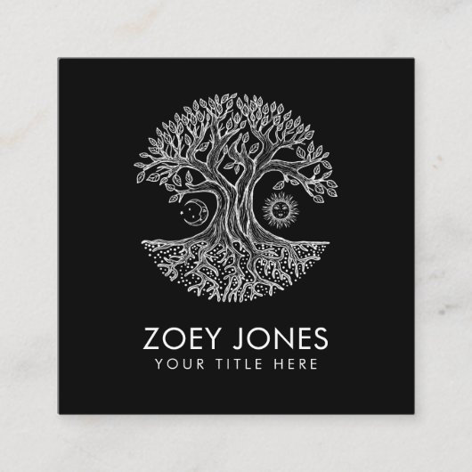 Levensboom - Yggdrasil Vierkante Visitekaartje (Voorkant)