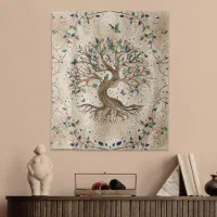 Symbool Van De Levensboom Op Een Gestructureerde Ornamentale